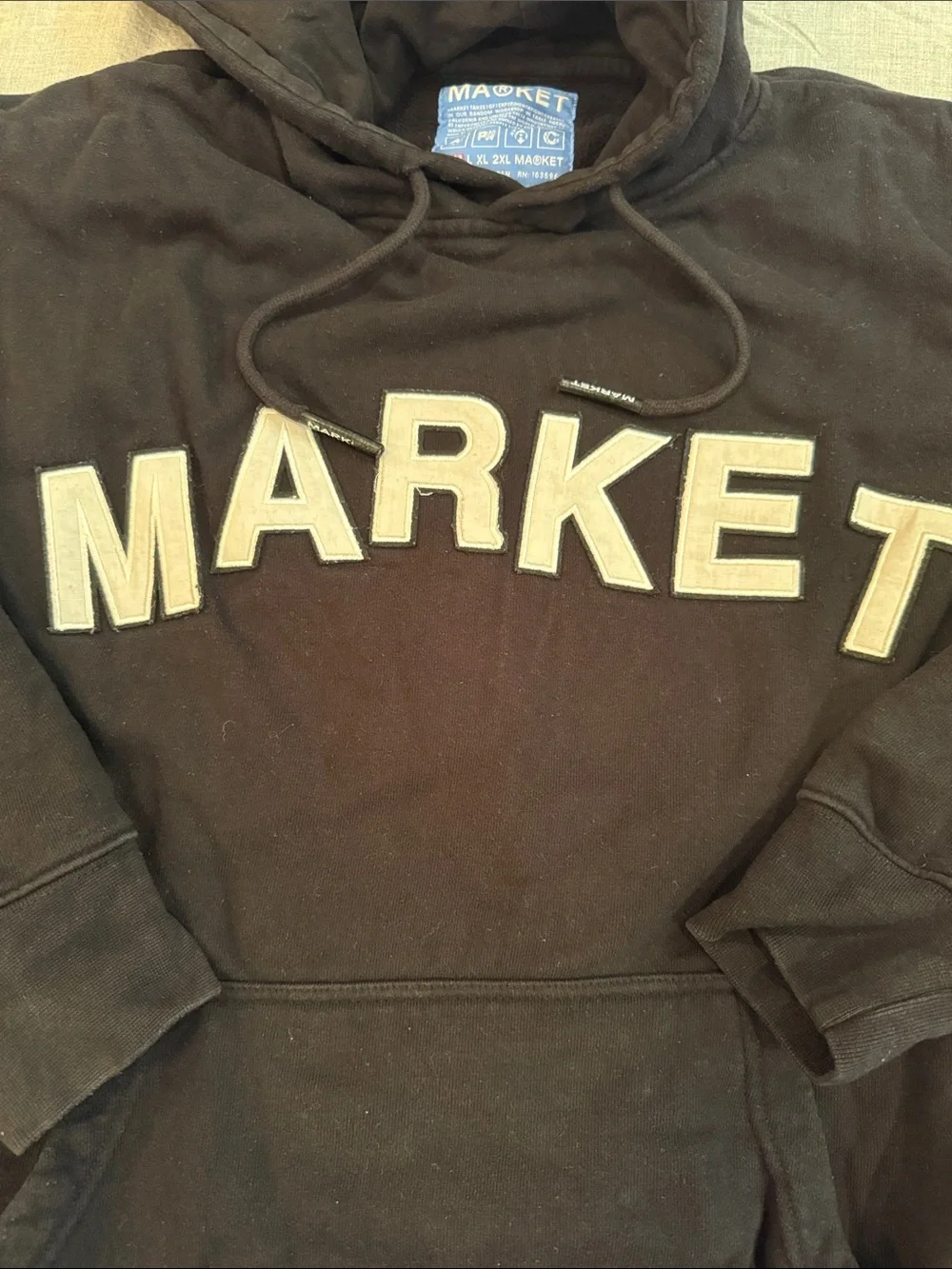 Market Men's Black Hoodie with CONTRAST 'MARKET' Applique